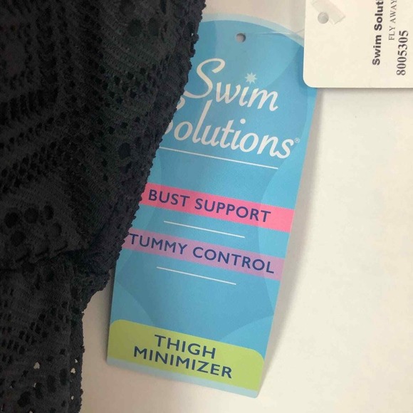 Swim Solutions Crochet Flyaway‎ Tummy Control Swimdress Size 22W Black $119 - Picture 13 of 13